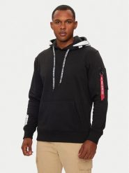 Alpha Industries Bluza 126803 Czarny Regular Fit. Czarne bluzy męskie Alpha Industries, m, bez wzorów, z bawełny, bez kaptura. Za 308.00 zł.