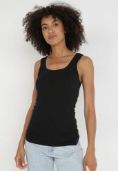 Czarny Top Bawełniany Alethionis. Czarne bluzki damskie Born2be, xl, bez wzorów, z bawełny, bez kołnierzyka, bez ramiączek. Za 19.99 zł.