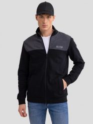 Bluza męska ze stójką czarna Joe 906. Czarne bluzy męskie Big Star, na zimę, l, bez wzorów, z bawełny, bez kaptura. Za 249.99 zł.