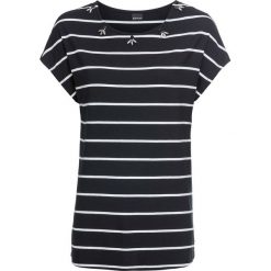 Shirt w paski ze sztrasami w dekolcie bonprix czarno-biały w paski. Bluzki damskie marki bonprix. Za 44.99 zł.