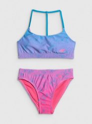 4F Kostium kąpielowy dwuczęściowy dziewczęcy - multikolor 134/140 (8-10 lat). Stroje kąpielowe dla dziewczynek 4f, bez wzorów. Za 89.99 zł.