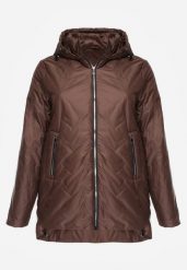 Brązowa Przejściowa Pikowana Kurtka z Odpinanym Kapturem Nevistta. Brązowe kurtki damskie Born2be, plus size, bez wzorów, z jeansu. Za 149.99 zł.