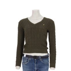 Second life - Sweter damski Polo Ralph Lauren z warkoczowym splotem - Jak nowy. Zielone swetry damskie Ralph Lauren, l, bez wzorów, z dzianiny, casualowe, bez kołnierzyka, bez ramiączek, bez kaptura. Za 212.96 zł.