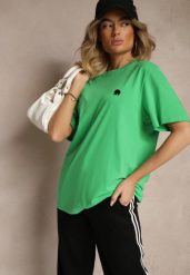 Zielona Bawełniana Koszulka T-shirt z Małym Słonikiem Laniriel. Zielone bluzki damskie Renee, l, bez wzorów, z bawełny, eleganckie, bez kołnierzyka. Za 34.99 zł.