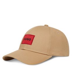 Czapka z daszkiem HUGO. Brązowe czapki i kapelusze męskie Hugo, bez wzorów. Za 119.99 zł.