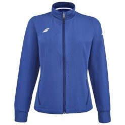 Bluza dresowa damska Babolat Play Jacket do tenisa. Niebieskie bluzy damskie BABOLAT, bez wzorów, z dresówki, bez kołnierzyka, bez ramiączek, tenisowe. Za 379.99 zł.