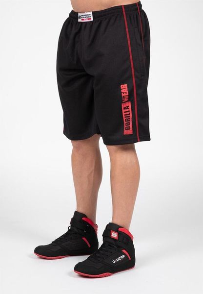 Wallace Mesh Szorty - Czarny/Czerwony. Czarne krótkie spodenki sportowe męskie GORILLA WEAR, l, bez wzorów, z meshu, na fitness i siłownię. Za 204.00 zł.