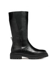 Geox Kozaki D Iridea D46HRD 00043 C9999 Czarny. Czarne kozaki damskie Geox, ze skóry, bez obcasa, na płaskiej podeszwie. Za 579.99 zł.