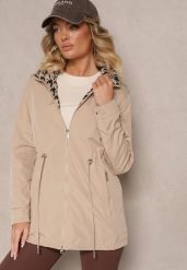 Ciemnobeżowa Kurtka w Stylu Parki ze Ściągaczem w Talii Arivienne. Brązowe kurtki damskie Renee, l, bez wzorów, z jeansu, bez kaptura. Za 139.99 zł.