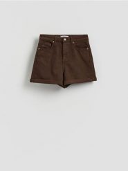 Jeansowe szorty - dark grey jeans. Szare szorty damskie Reserved, bez wzorów, z bawełny. Za 99.99 zł.