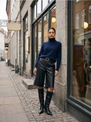 Sweter z golfem z domieszką wełny - granatowy. Niebieskie swetry damskie Sinsay, l, bez wzorów, z wełny, bez kołnierzyka, bez ramiączek, bez kaptura. Za 49.99 zł.
