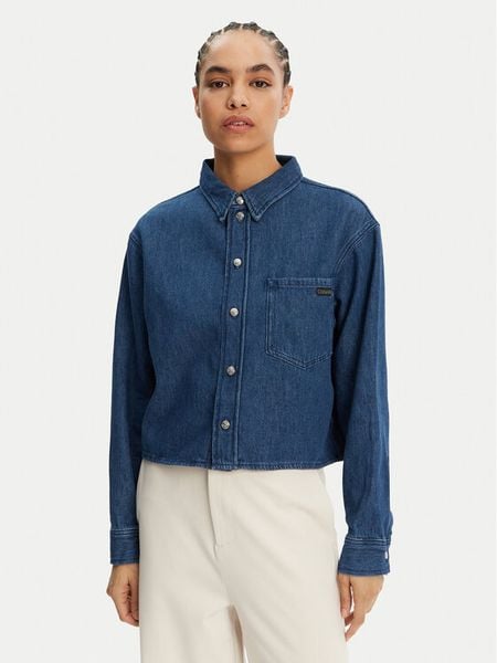 Calvin Klein Jeans Koszula jeansowa J20J225518 Granatowy Relaxed Fit. Niebieskie bluzki damskie Calvin Klein Jeans, xs, bez wzorów, z bawełny, bez kołnierzyka, bez ramiączek. Za 229.99 zł.