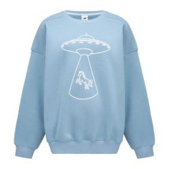 Bluza Galop Wear Cosmic Abduction. Niebieskie bluzy damskie GALOP WEAR, uniwersalny, bez wzorów, z bawełny, bez kaptura. Za 299.00 zł.