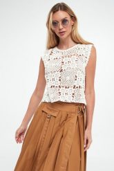Sweter damski szydełkowany LIU JO. Swetry damskie Liu Jo, l, bez wzorów, bez kołnierzyka, bez ramiączek, bez kaptura. W wyprzedaży za 719.20 zł.