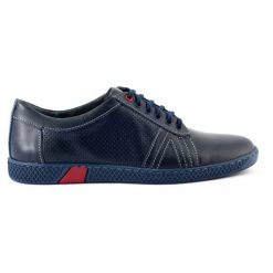 KOMODO Buty męskie casual 910 granatowe niebieskie. Niebieskie półbuty na co dzień męskie na jesień, z jeansu, biznesowe, bez zapięcia. Za 367.89 zł.