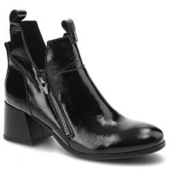 Czarne Botki Lamanti Eleganckie Ocieplane Buty. Czarne kozaki damskie LAMANTI, ze skóry, bez obcasa. Za 289.00 zł.