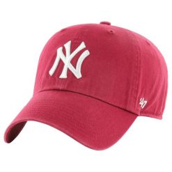 Czapka z daszkiem męska 47 New York Yankees Clean Up Cap. Czerwone czapki i kapelusze męskie 47 Brand, bez wzorów, z bawełny, sportowe. Za 109.99 zł.