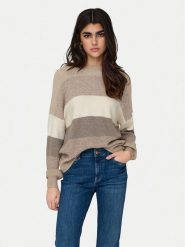 ONLY Sweter Atia 15220044 Beżowy Regular Fit. Brązowe swetry damskie Only, l, bez wzorów, z syntetyku, bez kołnierzyka, bez ramiączek, bez kaptura. Za 129.99 zł.