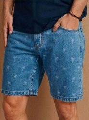 Szorty jeansowe w palmy - niebieski. Niebieskie szorty męskie Sinsay, bez wzorów, z jeansu. Za 49.99 zł.