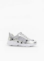 Sneakersy chunky. Szare obuwie sportowe damskie bonprix, bez wzorów. Za 159.99 zł.