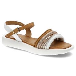 Białe Sandały Maciejka Wygodne Skórzane Buty. Białe klapki damskie Maciejka, z aplikacjami, z bawełny, bez obcasa, bez zapięcia. Za 175.00 zł.