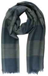 Lekki Szalik Wiosenno-Jesienny - Teer - Niebiesko-Szara Krata. Szare szaliki męskie Teer, na jesień, bez wzorów, z materiału. Za 45.00 zł.