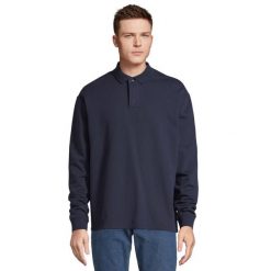 Bluza Polo Dla Dorosłych Unisex Heritage Neck. Niebieskie bluzy damskie SOL'S, s, bez wzorów, casualowe, bez kołnierzyka, bez ramiączek. Za 187.99 zł.