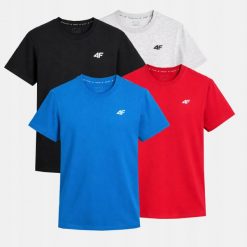 T-SHIRT MĘSKI 4F KOSZULKA ZESTAW KOMPLET 4PAK TTSHM3341. Koszulki sportowe męskie 4f, m, bez wzorów, z bawełny, bez kołnierzyka, bez ramiączek, na fitness i siłownię. Za 116.00 zł.