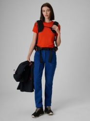 4F Spodnie trekkingowe softshell membrana 8000 damskie - granatowe S. Niebieskie spodnie materiałowe damskie 4f, l, bez wzorów, z materiału. Za 399.99 zł.