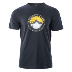 Koszulka męska Hi-Tec Zergo - granatowa, Rozmiar M. T-shirty męskie Hi-tec, m, bez wzorów, z bawełny, klasyczne, bez kołnierzyka. Za 44.99 zł.