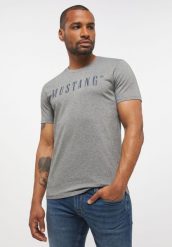 MUSTANG Style Alex C LOGO Tee MĘSKI T-SHIRT KOSZULKA Mid Grey Melange 1013221 4140. Szare t-shirty męskie Mustang, m, bez wzorów, z bawełny, klasyczne, bez kołnierzyka. W wyprzedaży za 34.99 zł.