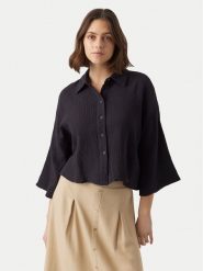 Vero Moda Koszula Natali 10279685 Czarny Standard Fit. Czarne bluzki damskie Vero Moda, s, bez wzorów, z bawełny, bez kołnierzyka, bez ramiączek. Za 139.99 zł.