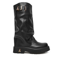 Kozaki Patrizia Pepe. Czarne buty zimowe dziewczęce Patrizia Pepe, bez wzorów, bez zapięcia. Za 769.99 zł.