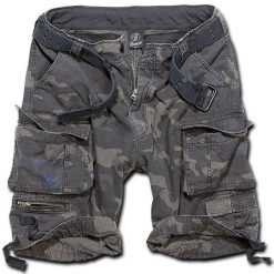 Szorty bushcraft męskie Brandit M65 Savage z Paskiem Vintage Dark Camo. Czarne szorty męskie Brandit, m, z aplikacjami, z tkaniny, militarne. Za 228.10 zł.