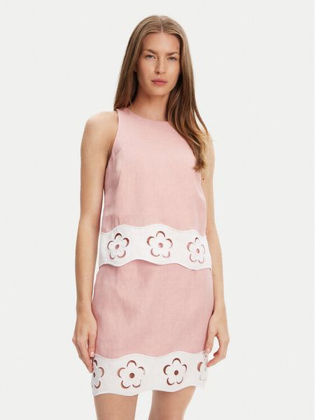 STAUD Bluzka Mika R25S1148LN Różowy Regular Fit. Czerwone bluzki damskie STAUD, s, bez wzorów, ze lnu, bez kołnierzyka, bez ramiączek. Za 679.00 zł.