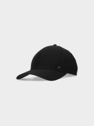 4F Czapka z daszkiem strapback uniseks - czarna L/XL. Czarne czapki i kapelusze damskie 4f, na lato, bez wzorów, z elastanu, sportowe. W wyprzedaży za 59.99 zł.