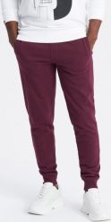 Ombre Męskie dresowe spodnie bawełniane joggery BASIC bordowe V3 OM-PABS-0174 M. Czerwone spodnie sportowe męskie Ombre, m, bez wzorów, z bawełny. Za 129.99 zł.