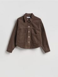 Jeansowa kurtka - dark grey jeans. Szare kurtki damskie Reserved, l, bez wzorów, z bawełny, bez kaptura. Za 129.99 zł.