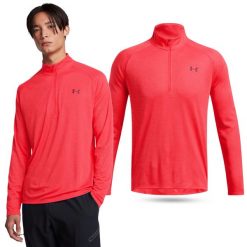 Koszulka męska treningowa Under Armour Tech z długim rękawem. Czerwone bluzy męskie Under Armour, m, bez wzorów, bez kołnierzyka, bez ramiączek, do biegania. W wyprzedaży za 123.99 zł.