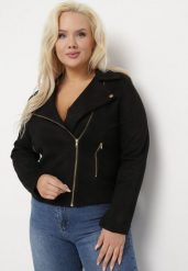 Czarna Kurtka Ramoneska z Imitacji Zamszu z Asymetrycznym Suwakiem Maisen. Czarne kurtki damskie Born2be, l, bez wzorów, bez kaptura. Za 139.99 zł.