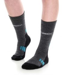 Skarpety damskie trekkingowe z wełną merino Brubeck Trekking Light. Niebieskie skarpety damskie Brubeck, bez wzorów, z dzianiny. Za 64.99 zł.