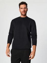 Bluza - czarny. Czarne bluzy męskie Sinsay, l, bez wzorów, bez kaptura. Za 29.99 zł.