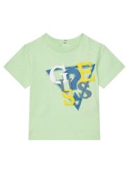 Guess T-Shirt I5GI01 K8HM4 Zielony Regular Fit. Zielone t-shirty dla chłopców Guess, z aplikacjami, z bawełny, bez ramiączek. Za 59.99 zł.