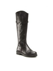 Sergio Bardi Kozaki WI16-A1013-06SB Czarny. Czarne kozaki damskie Sergio Bardi, ze skóry, bez obcasa, na płaskiej podeszwie. Za 299.99 zł.