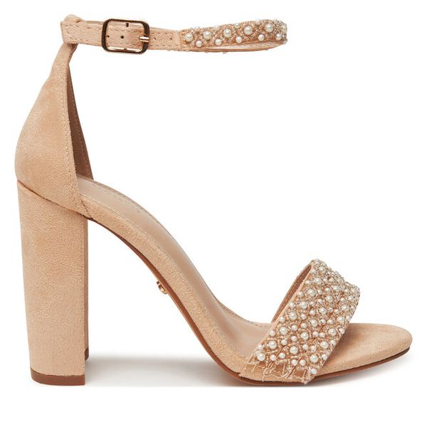 Sandały DeeZee. Brązowe sandały damskie DeeZee, bez wzorów, bez obcasa, na słupku, bez zapięcia. Za 159.99 zł.