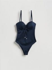 Modelujący strój kąpielowy - granatowy. Niebieskie kostiumy jednoczęściowe damskie Reserved, bez wzorów. Za 139.99 zł.