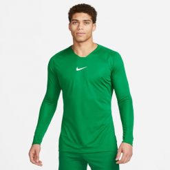 Koszulka piłkarska męska Nike Dry Park First Layer. Zielone koszulki sportowe męskie Nike, m, bez wzorów, bez kołnierzyka, bez ramiączek, do piłki nożnej. Za 99.99 zł.