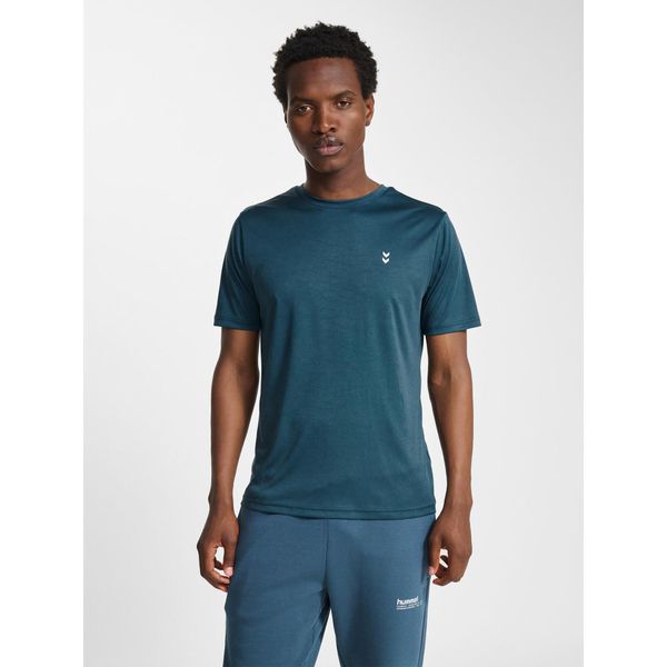 Treningowy top Hummel. Niebieskie buty sportowe męskie Hummel, bez wzorów, bez kołnierzyka, bez ramiączek, na fitness i siłownię. Za 131.00 zł.