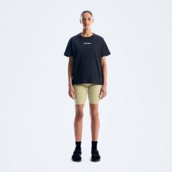 Koszulka bawełniana damska Berghaus Nature Essential Tee Af. Czarne koszulki sportowe damskie Berghaus, bez wzorów, z bawełny, bez kołnierzyka, bez ramiączek, trekkingowe. Za 137.49 zł.
