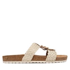 Klapki Tamaris. Białe klapki damskie Tamaris, bez wzorów, bez obcasa. Za 299.99 zł.